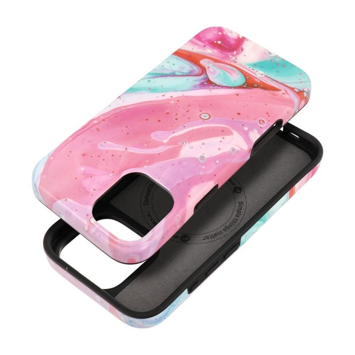Чехол для iPhone 16 PLUS Forcell F-Protect Mirage совместимый с MagSafe Military Drop-Test pink marble