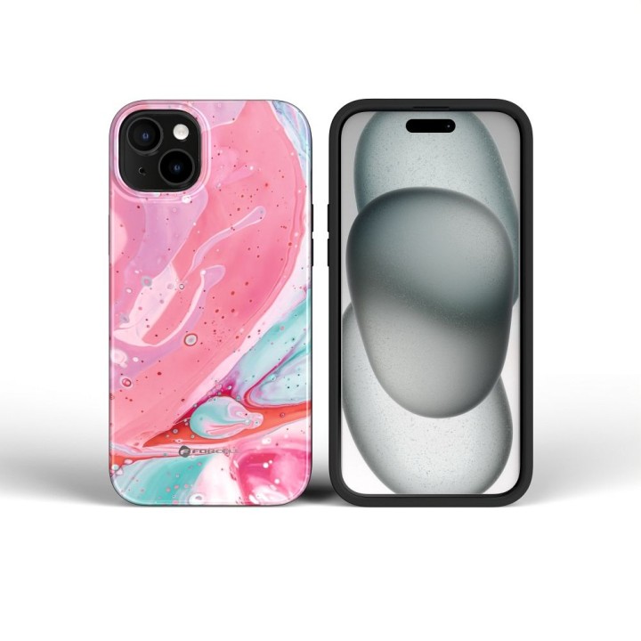 Case for iPhone 16 PLUS Forcell F-Protect Mirage compatible with MagSafe Military Drop-Test pink marble