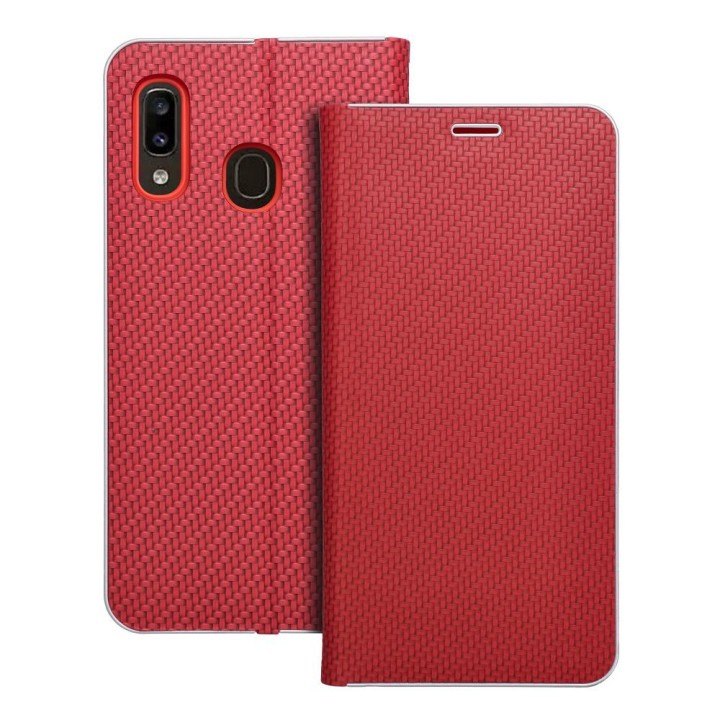 Flip case for Samsung A20e Luna Book Carbon red