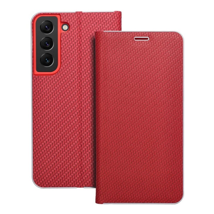 Flip case for Samsung S22 Luna Book Carbon red