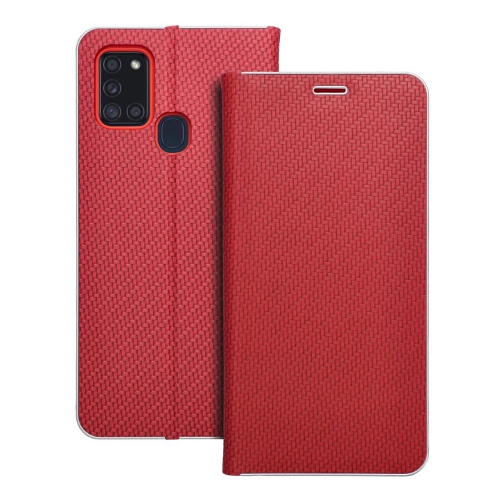 Flip case for Samsung A21s Luna Book Carbon red