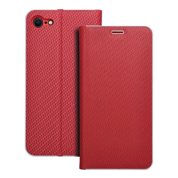 Чохол з клапаном для iPhone 7 / 8 / SE 2020 / SE 2022 Luna Book Carbon червоний