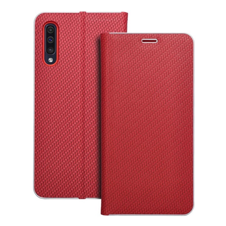 Flip case for Samsung A50 Luna Book Carbon red