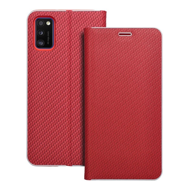 Flip case for Samsung A41 Luna Book Carbon red