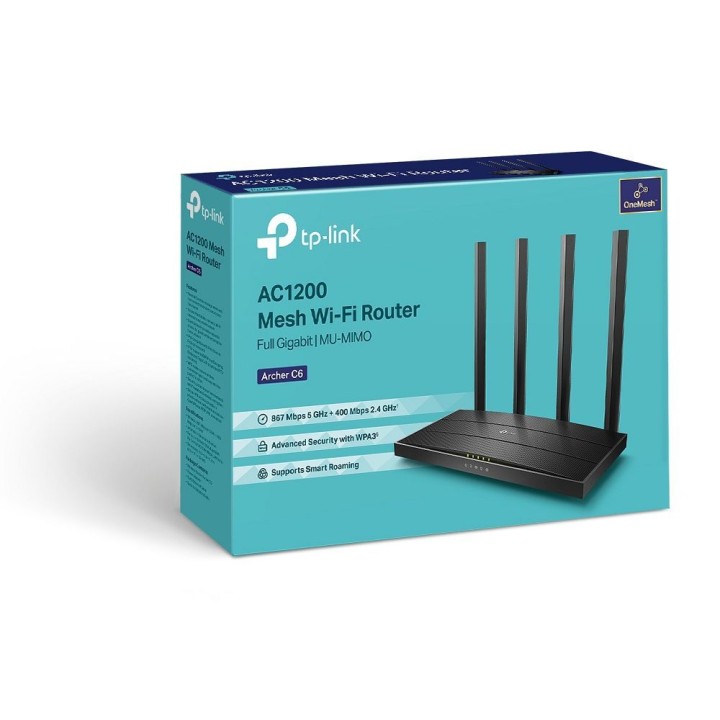 TP-LINK роутер Wi-Fi дводіапазонний 2,4GHz 300Mbps, 5GHz 867 Mbps TL-ARCHER C6