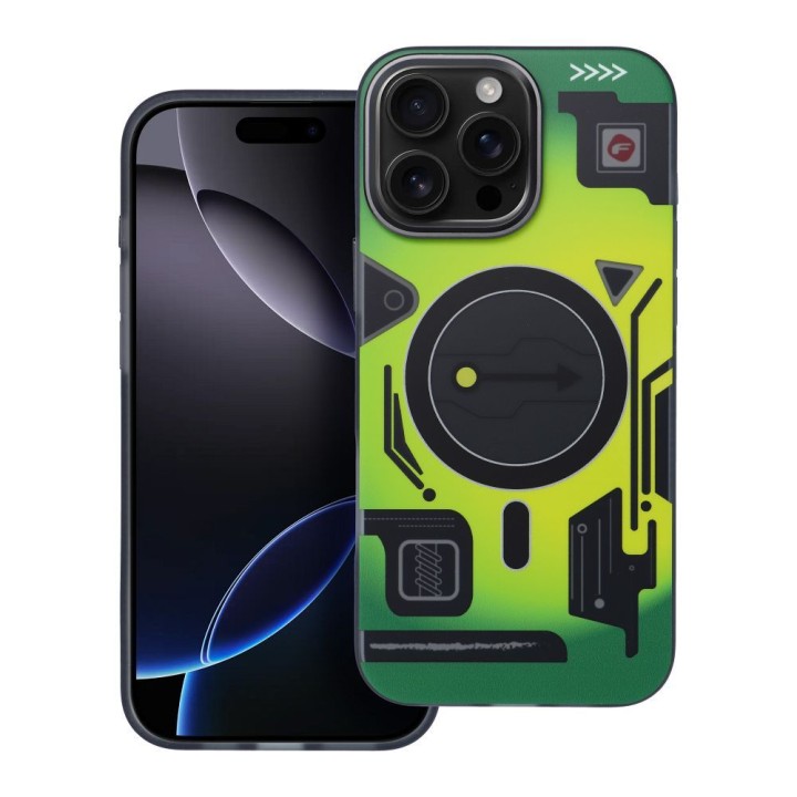 Чохол для iPhone 16 PRO MAX Forcell F-Protect Levels Dual Layer 4D technology сумісний із MagSafe Military Drop-Test cyber green