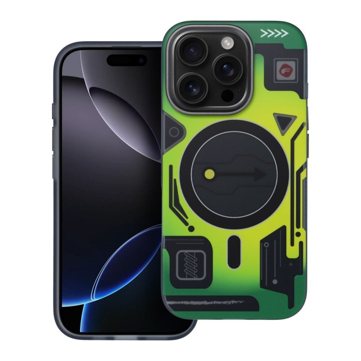 Case for iPhone 16 PRO Forcell F-Protect Levels Dual Layer 4D technology compatible with MagSafe Military Drop-Test cyber green