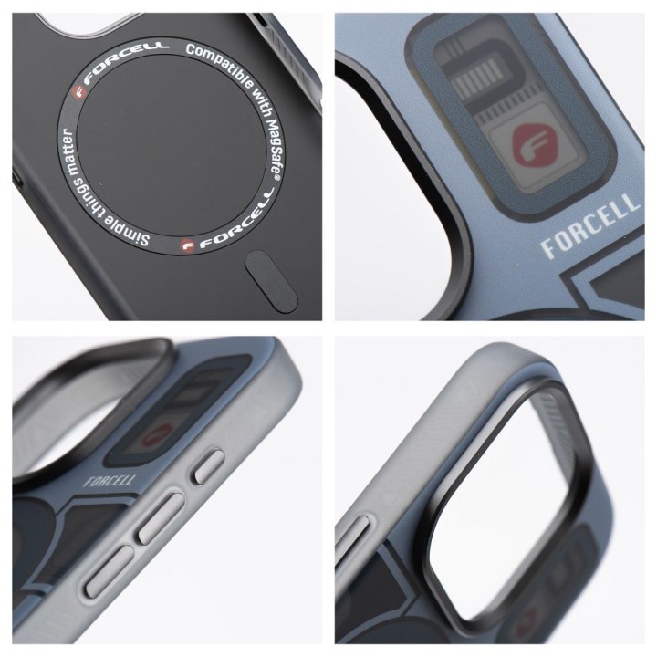 Case for iPhone 16 PLUS Forcell F-Protect Levels Dual Layer 4D technology compatible with MagSafe Military Drop-Test cyber grey