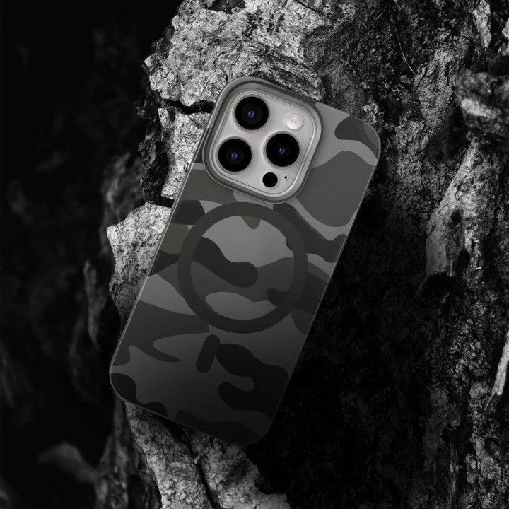 Case for iPhone 16 PLUS Forcell F-Protect Levels Dual Layer 4D technology compatible with MagSafe Military Drop-Test black camo