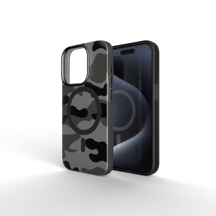 Чехол для iPhone 16 PLUS Forcell F-Protect Levels Dual Layer 4D technology совместимый с MagSafe Military Drop-Test black camo