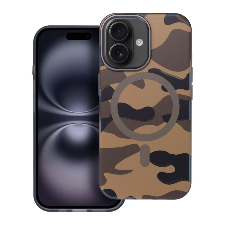 Case for iPhone 16 Forcell F-Protect Levels Dual Layer 4D technology compatible with MagSafe Military Drop-Test desert camo