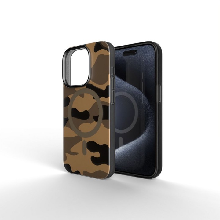 Case for iPhone 16 Forcell F-Protect Levels Dual Layer 4D technology compatible with MagSafe Military Drop-Test desert camo