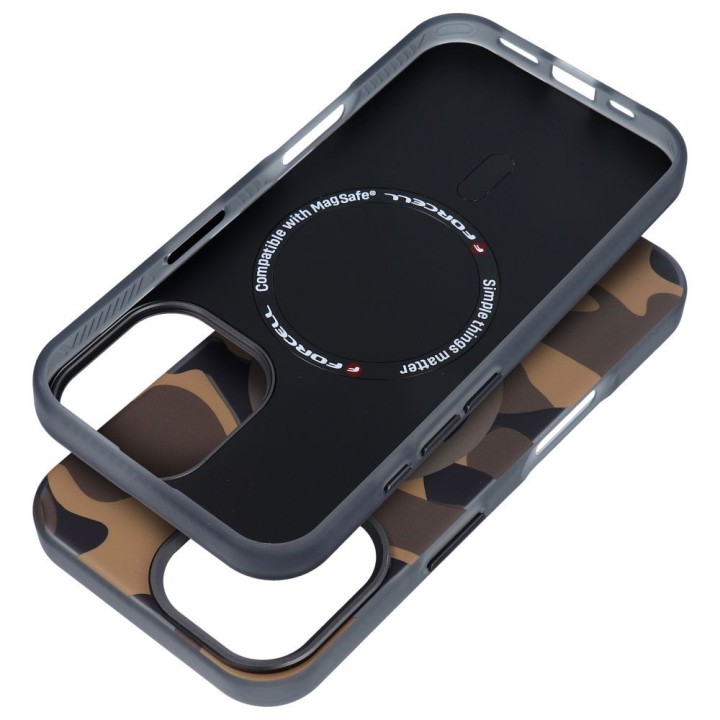 Case for iPhone 16 Forcell F-Protect Levels Dual Layer 4D technology compatible with MagSafe Military Drop-Test desert camo