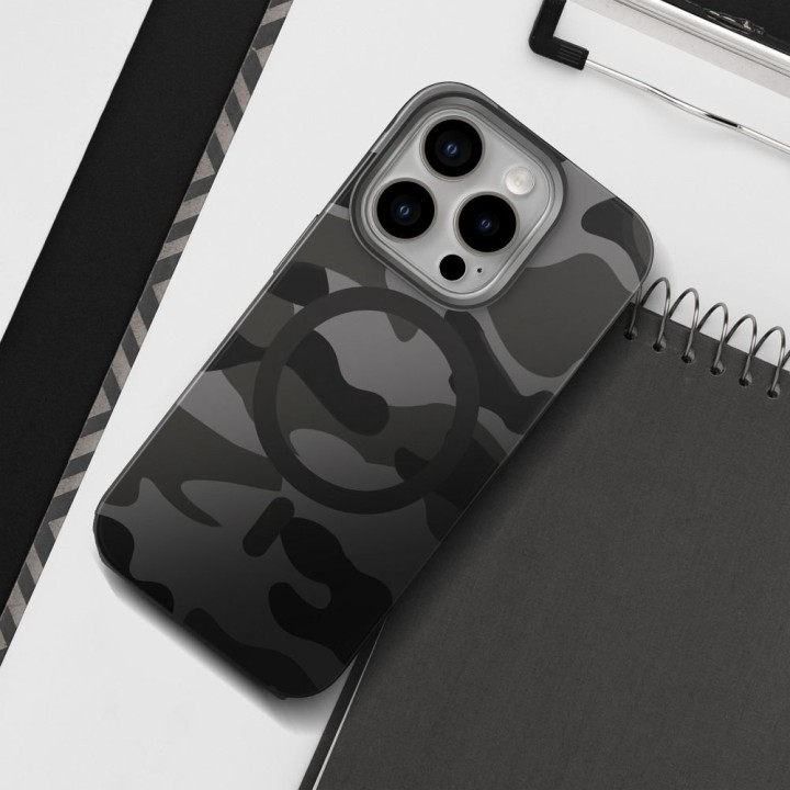Case for iPhone 16 PLUS Forcell F-Protect Levels Dual Layer 4D technology compatible with MagSafe Military Drop-Test black camo