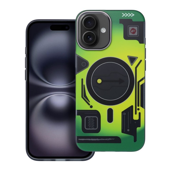 Чохол для iPhone 16 PLUS Forcell F-Protect Levels Dual Layer 4D technology сумісний із MagSafe Military Drop-Test cyber green