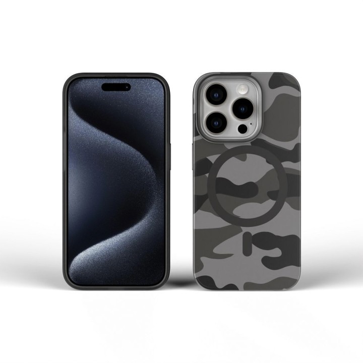Case for iPhone 16 PLUS Forcell F-Protect Levels Dual Layer 4D technology compatible with MagSafe Military Drop-Test black camo