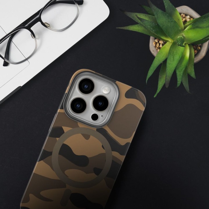 Case for iPhone 16 PRO MAX Forcell F-Protect Levels Dual Layer 4D technology compatible with MagSafe Military Drop-Test desert c