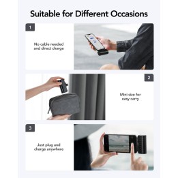 Power bank Veger PlugOn (W0558P) PD QC3.0 2,4A 20W 5000 mAh with built-in connector Lightning black 0INT