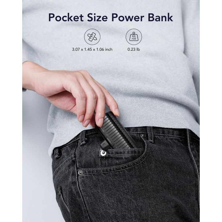 Повербанк Veger PlugOn (W0558P) PD QC3.0 2,4A 20W 5000 mAh со встроенным разъемом Lightning черный 0INT