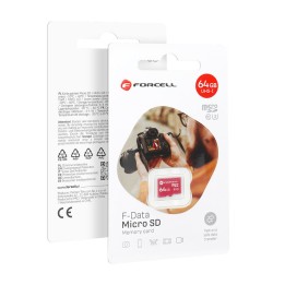 Card microSD 64GB U3 class 10 Forcell F-Data red