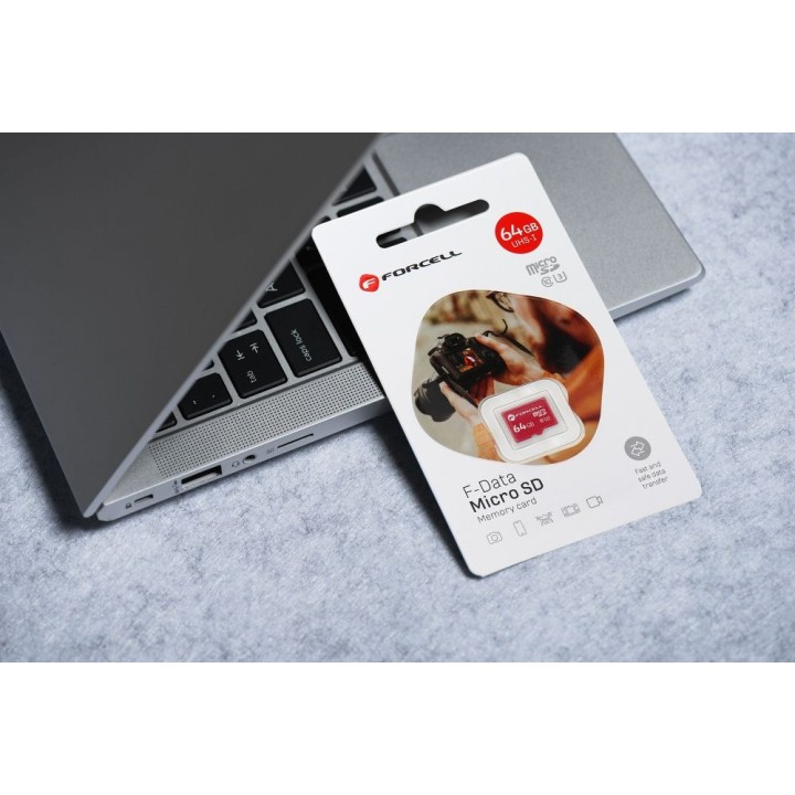 Карта microSD 64GB U3 class 10 Forcell F-Data красная