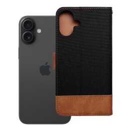 Etui z klapką na iPhone 16 PLUS Jeans Book czarne