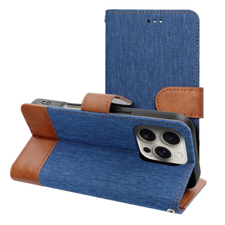 Чехол с клапаном для iPhone 16 PLUS Jeans Book синий