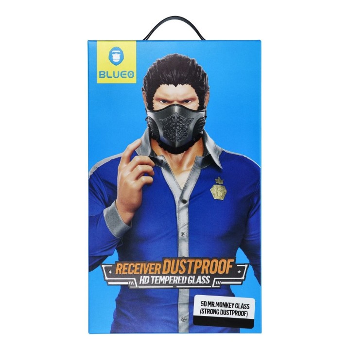 Tempered glass 5D for iPhone 16 PRO MAX Mr. Monkey Glass (Large Arc Edge Strong Dustproof) black