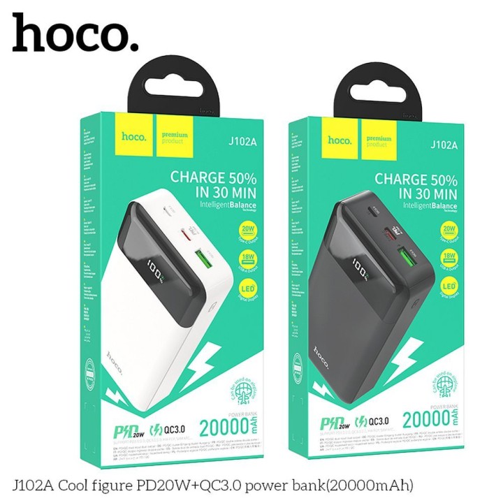 Power bank Hoco 20000 mAh QC3.0 PD 3A 20W J102A white