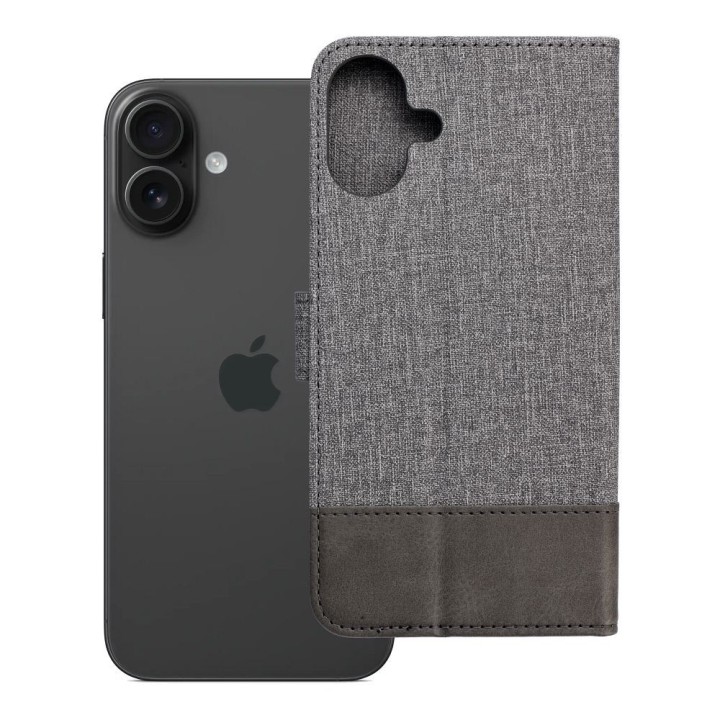 Etui z klapką na iPhone 16 PLUS Gomma Book szare