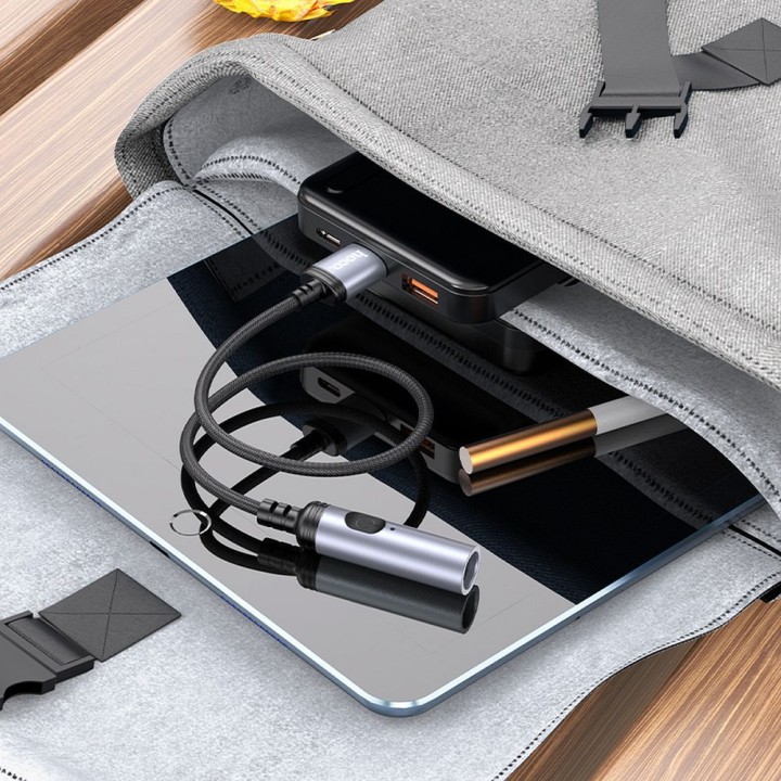 Adapter USB A to car cigarette lighter Hoco 0,3 m UA30 black