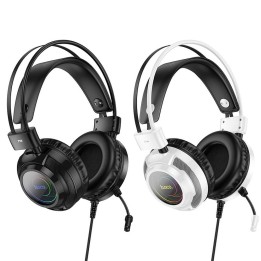 Headphones wired on-ear Hoco gaming USB A + Jack 3,5 mm gaming 2 m W110 black