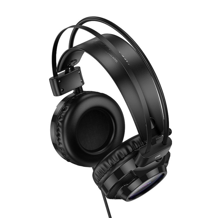 Wired on-ear headphones Hoco gaming USB A + Jack 3,5 mm gaming 2 m W110 black