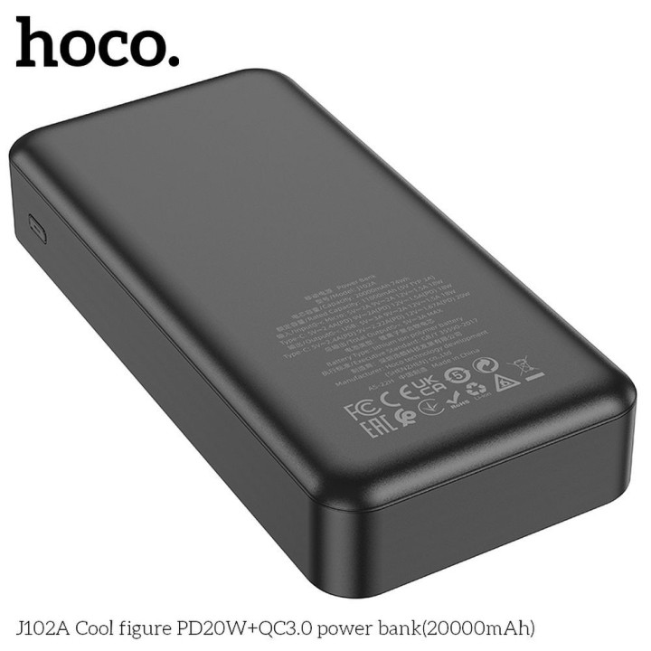 Повербанк Hoco 20000 mAh QC3.0 PD 3A 20W J102A чорний