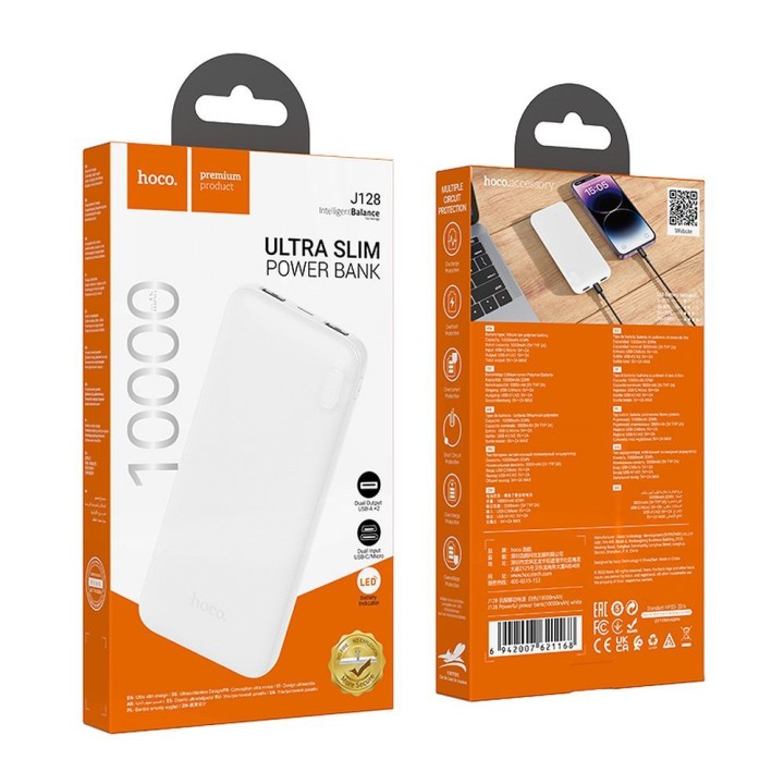 Повербанк Hoco 10000 mAh 2A J128 білий
