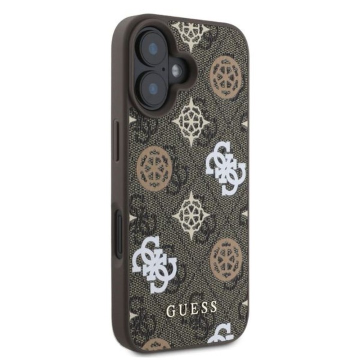 GUESS case for IPHONE 16 compatible with MagSafe GUHMP16SP4PWPW (PU Peony on 4G Background) brown