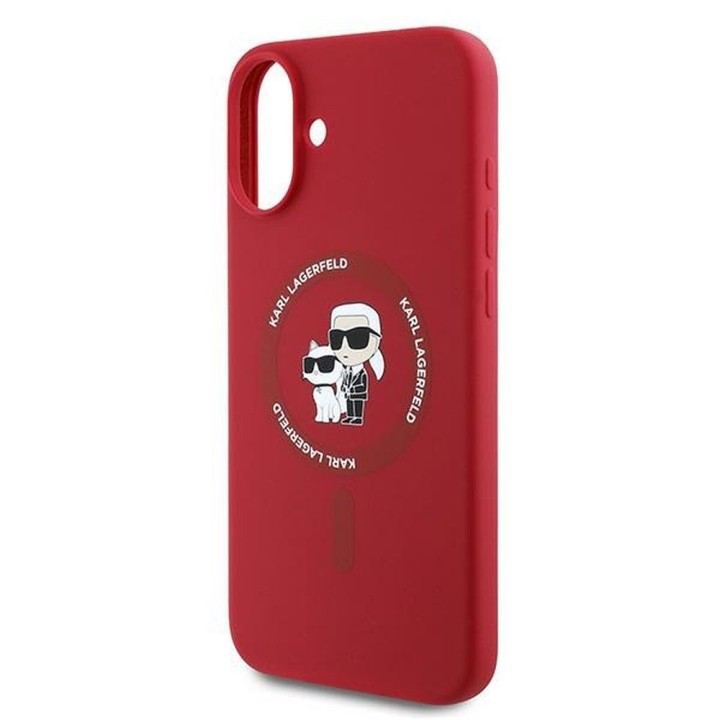 KARL LAGERFELD чохол для IPHONE 16 Plus сумісний із MagSafe KLHMP16MSCMKCRHR (Silicone KC Body Ring) червоний
