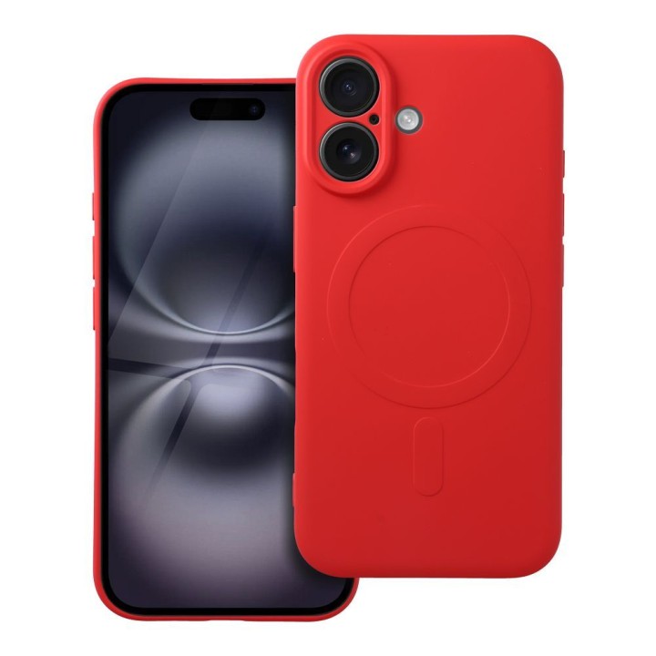 Case for iPhone 16 Silicone Mag Cover MagSafe compatible (camera protection) red