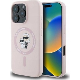 KARL LAGERFELD чохол для IPHONE 16 сумісний з Magsafe KLHMP16SSCMKCRHP (Silicone KC Body Ring) рожевий