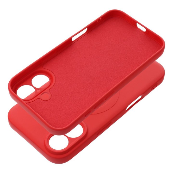 Case for iPhone 16 Silicone Mag Cover compatible with MagSafe (camera protection) red
