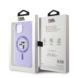 KARL LAGERFELD чохол для IPHONE 15 сумісний з Magsafe KLHMP15SSCMKCRHU (Silicone KC Body Ring) фіолетовий