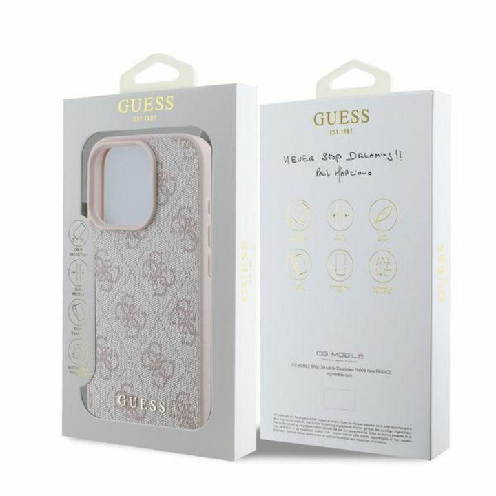 GUESS чехол для IPHONE 16 Pro GUHCP16LG4GFPI (PU 4G Classic) розовый
