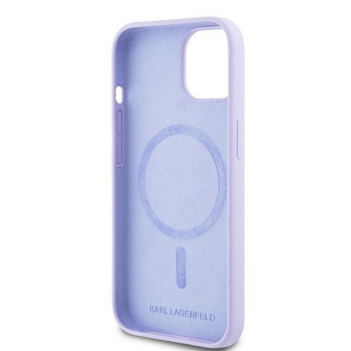 KARL LAGERFELD чохол для IPHONE 15 сумісний з Magsafe KLHMP15SSCMKCRHU (Silicone KC Body Ring) фіолетовий
