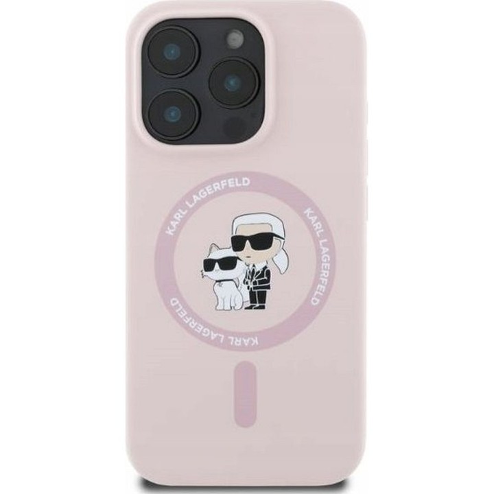 KARL LAGERFELD чохол для IPHONE 16 сумісний із MagSafe KLHMP16SSCMKCRHP (Silicone KC Body Ring) рожевий