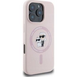 KARL LAGERFELD чохол для IPHONE 16 Plus сумісний із MagSafe KLHMP16MSCMKCRHP (Silicone KC Body Ring) рожевий