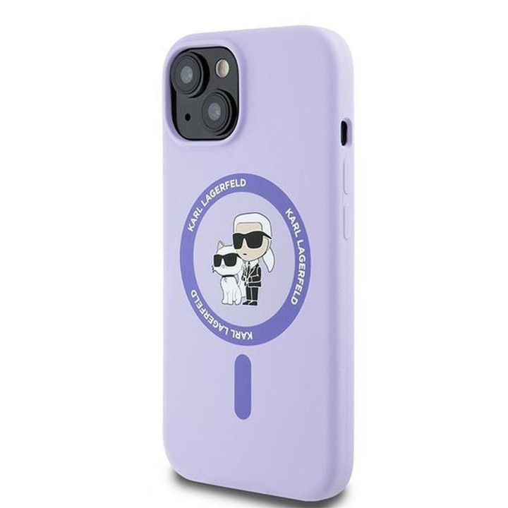 KARL LAGERFELD чохол для IPHONE 15 сумісний з Magsafe KLHMP15SSCMKCRHU (Silicone KC Body Ring) фіолетовий
