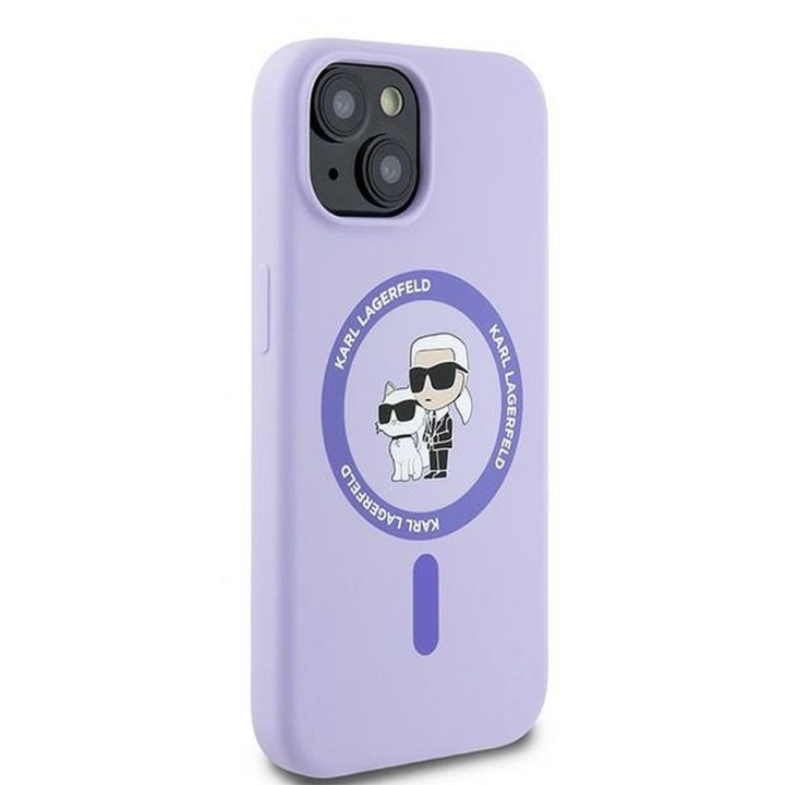KARL LAGERFELD чохол для IPHONE 15 сумісний з Magsafe KLHMP15SSCMKCRHU (Silicone KC Body Ring) фіолетовий