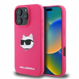 KARL LAGERFELD case for IPHONE 16 Pro Max compatible with Magsafe KLHMP16XSCHPPLF (Sil Choupette Head Print) fuchsia