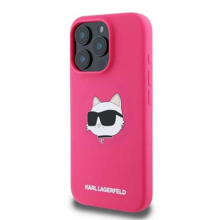KARL LAGERFELD чохол для IPHONE 16 Pro Max, сумісний із MagSafe KLHMP16XSCHPPLF (Sil Choupette Head Print), кольору фуксії