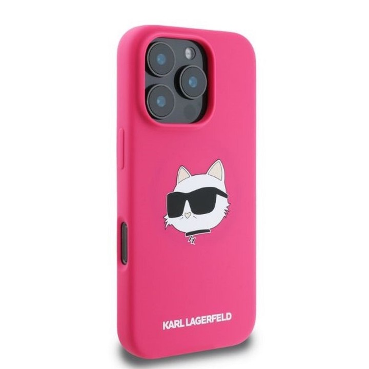 KARL LAGERFELD чохол для IPHONE 16 Pro Max, сумісний із MagSafe KLHMP16XSCHPPLF (Sil Choupette Head Print), кольору фуксії